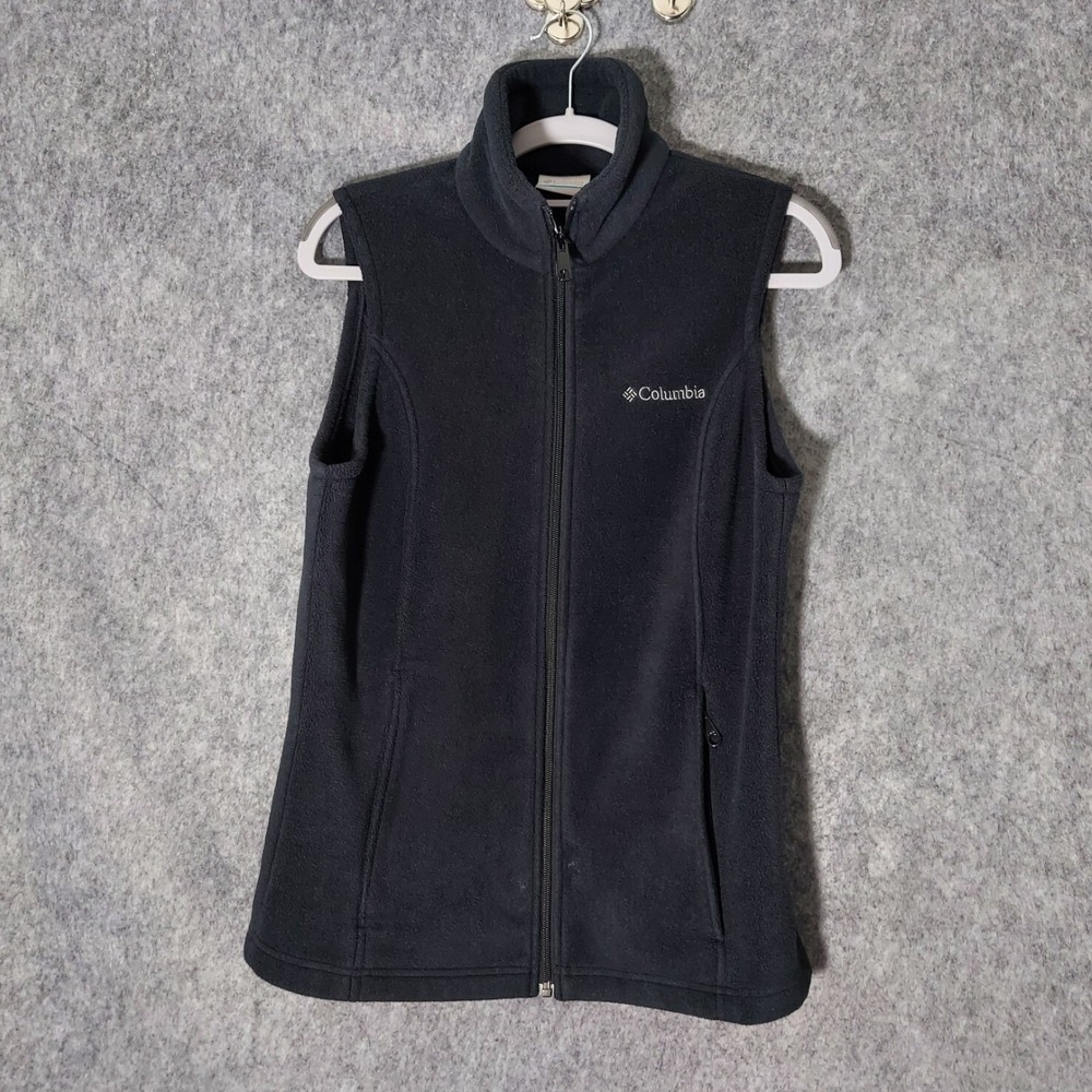 Columbia Women Vest S Black Fleece Full Zip Mock Neck Gorpcore Outdoor Hiking